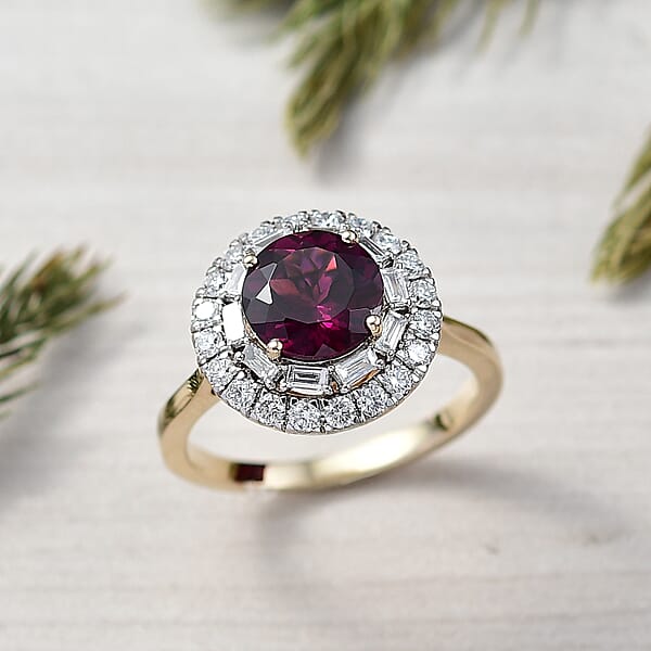 Shop Lc Certified & Appraised AAA Radiant Ember Garnet And Luxuriant Lab Grown Diamond G-H SI 2.93 Ctw Ring In 10K Yellow Gold