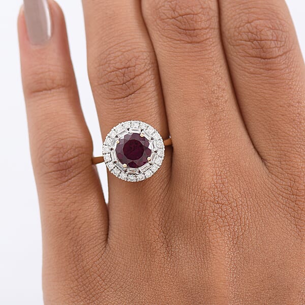 Shop Lc Certified & Appraised AAA Radiant Ember Garnet And Luxuriant Lab Grown Diamond G-H SI 2.93 Ctw Ring In 10K Yellow Gold