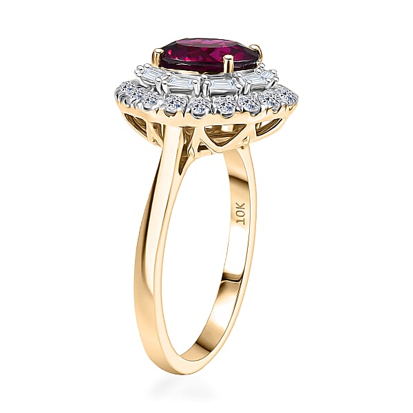 Shop Lc Certified & Appraised AAA Radiant Ember Garnet And Luxuriant Lab Grown Diamond G-H SI 2.93 Ctw Ring In 10K Yellow Gold