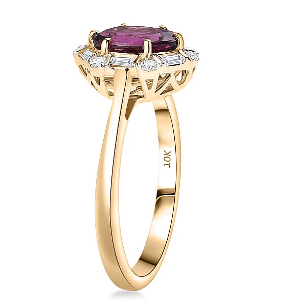 Shop Lc Certified & Appraised AAA Radiant Ember Garnet And Luxuriant Lab Grown Diamond G-H SI 1.65 Ctw Ring In 10K Yellow Gold