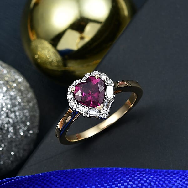 Shop Lc Certified & Appraised AAA Radiant Ember Garnet And Luxuriant Lab Grown Diamond G-H SI 1.53 Ctw Ring In 10K Yellow Gold