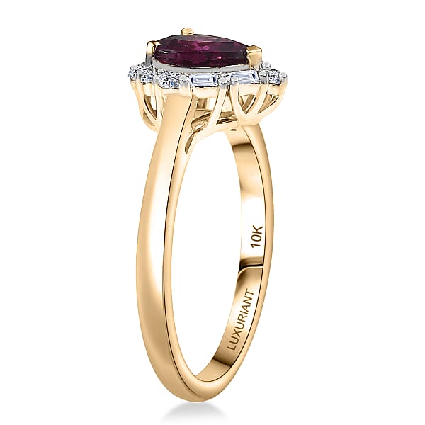 Shop Lc Certified & Appraised AAA Radiant Ember Garnet And Luxuriant Lab Grown Diamond G-H SI 1.53 Ctw Ring In 10K Yellow Gold