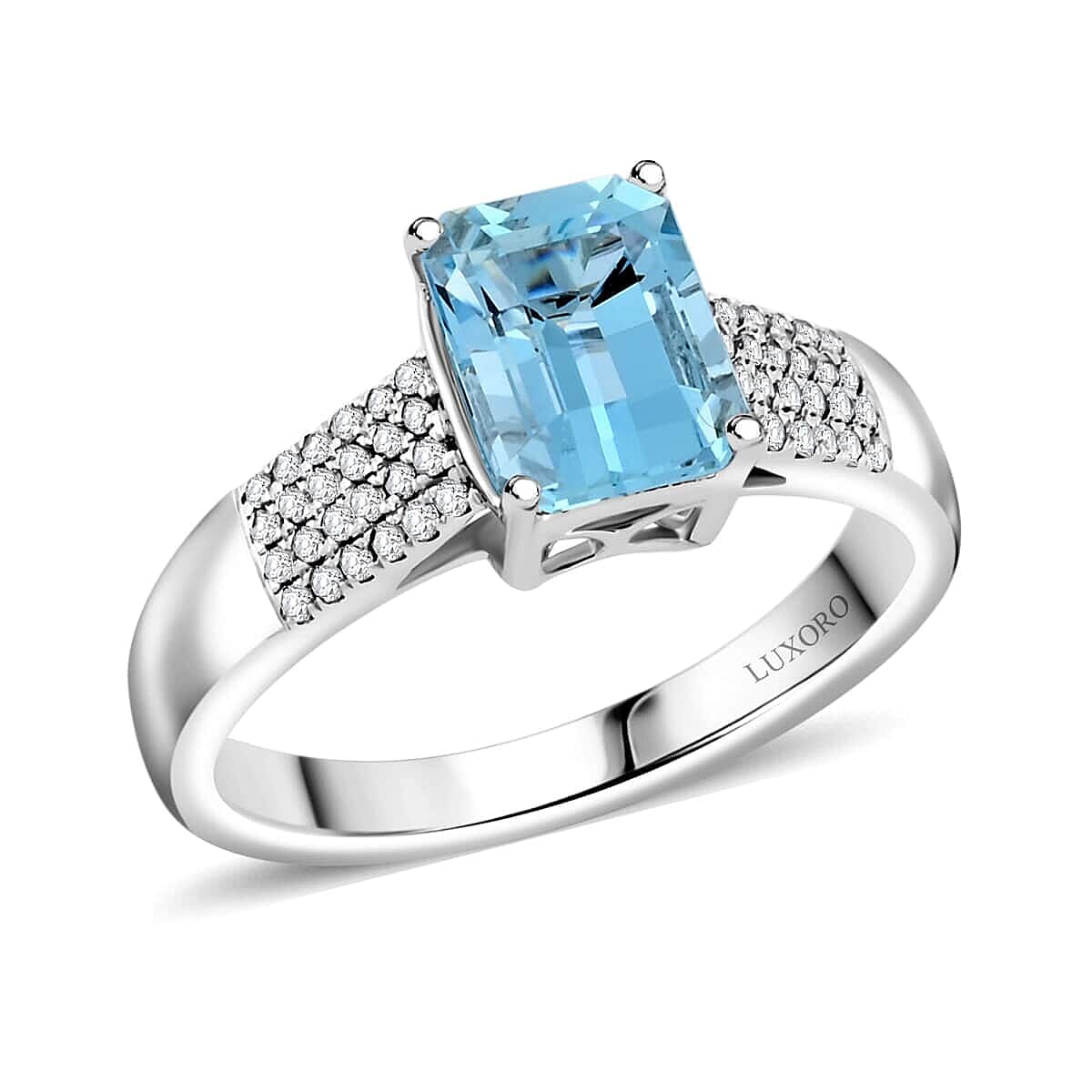 shop lc Certified & Appraised AAA Santa Maria Aquamarine and G-H I2 Diamond 1.75 ctw Ring in 14K White Gold 4.44 Grams