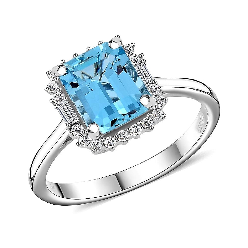 shop lc Certified & Appraised AAA Santa Maria Aquamarine and G-H I2 Diamond 2.45 ctw Ring in 14K White Gold 4.20 Grams