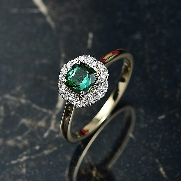 Shop Lc Certified & Appraised AAA Santa Rosa Tourmaline And Luxuriant Lab Grown Diamond G-H SI 1.00 Ctw Ring In 10K Yellow Gold