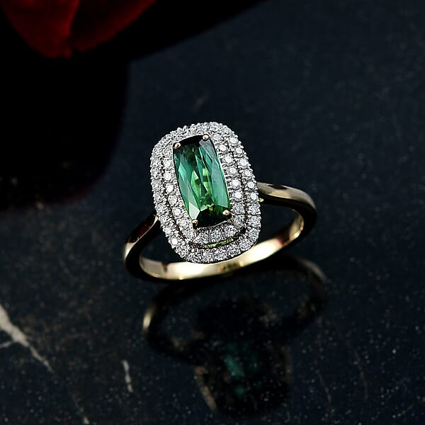 Shop Lc Certified & Appraised AAA Santa Rosa Tourmaline And Luxuriant Lab Grown Diamond G-H SI 1.58 Ctw Ring In 10K Yellow Gold
