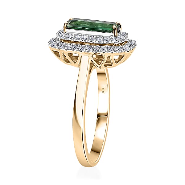 Shop Lc Certified & Appraised AAA Santa Rosa Tourmaline And Luxuriant Lab Grown Diamond G-H SI 1.58 Ctw Ring In 10K Yellow Gold