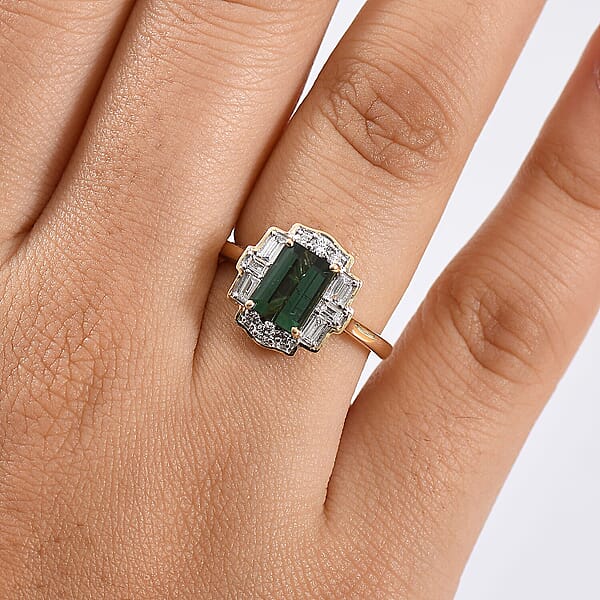 Shop Lc Certified & Appraised AAA Santa Rosa Tourmaline And Luxuriant Lab Grown Diamond G-H SI 1.80 Ctw Ring In 10K Yellow Gold