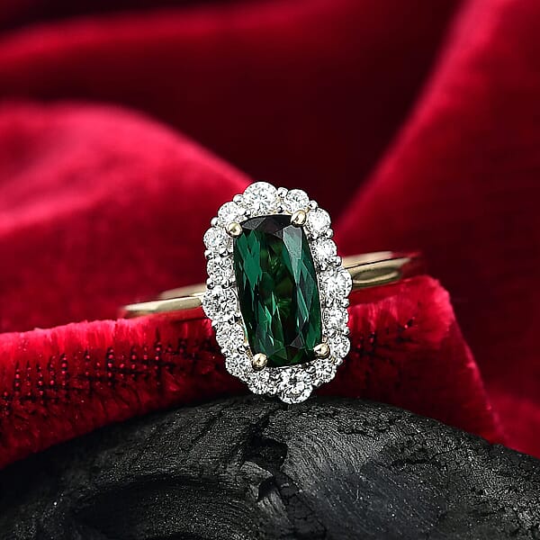 Shop Lc Certified & Appraised AAA Santa Rosa Tourmaline And Luxuriant Lab Grown Diamond G-H SI 2.03 Ctw Ring In 10K Yellow Gold