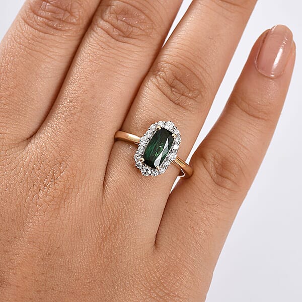 Shop Lc Certified & Appraised AAA Santa Rosa Tourmaline And Luxuriant Lab Grown Diamond G-H SI 2.03 Ctw Ring In 10K Yellow Gold