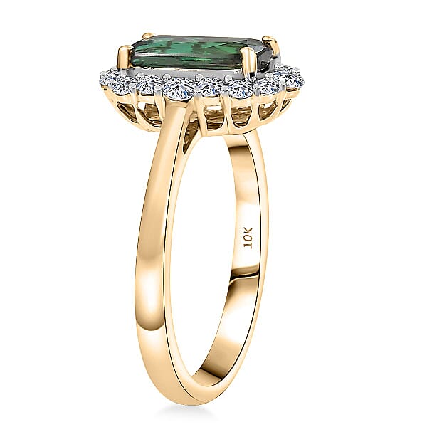 Shop Lc Certified & Appraised AAA Santa Rosa Tourmaline And Luxuriant Lab Grown Diamond G-H SI 2.03 Ctw Ring In 10K Yellow Gold