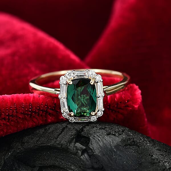 Shop Lc Certified & Appraised AAA Santa Rosa Tourmaline And Luxuriant Lab Grown Diamond G-H SI 1.74 Ctw Ring In 10K Yellow Gold