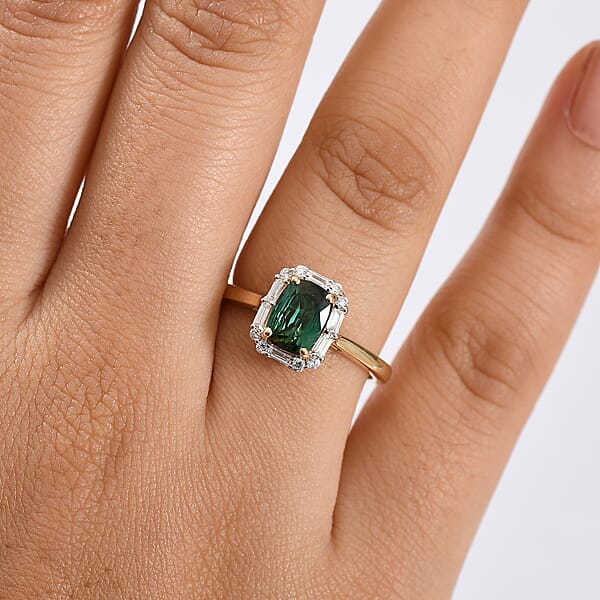 Shop Lc Certified & Appraised AAA Santa Rosa Tourmaline And Luxuriant Lab Grown Diamond G-H SI 1.74 Ctw Ring In 10K Yellow Gold