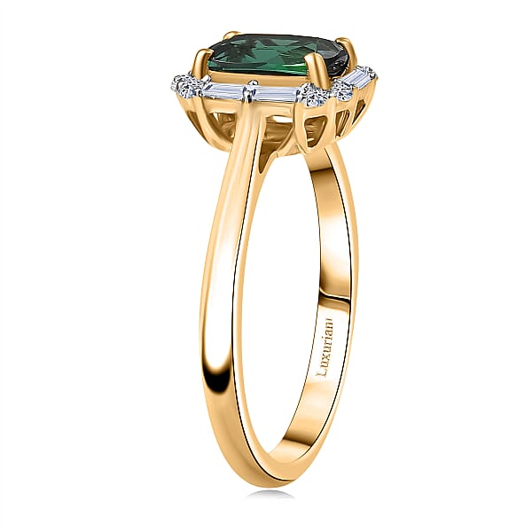 Shop Lc Certified & Appraised AAA Santa Rosa Tourmaline And Luxuriant Lab Grown Diamond G-H SI 1.74 Ctw Ring In 10K Yellow Gold