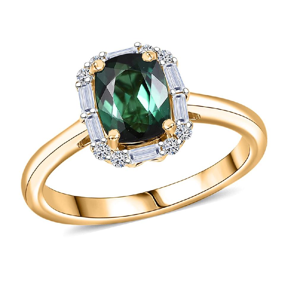 shop lc Certified & Appraised AAA Santa Rosa Tourmaline and Luxuriant Lab Grown Diamond G-H SI 1.74 ctw Ring in 10K Yellow Gold