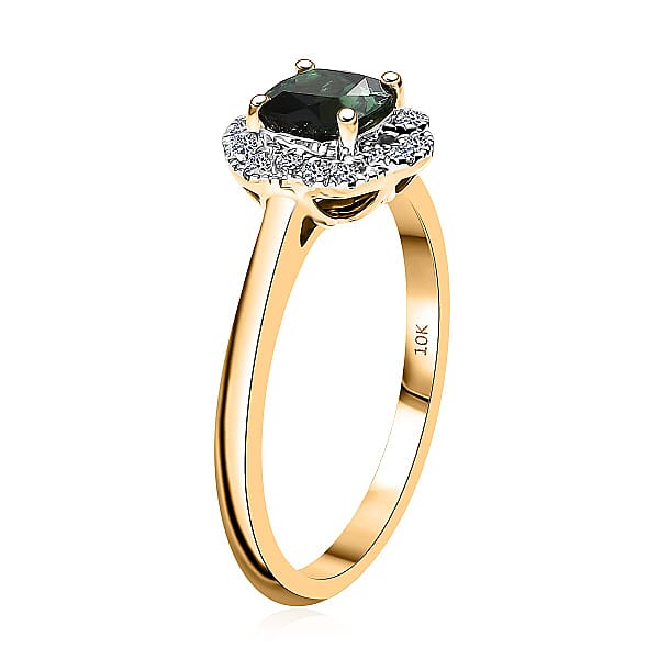 Shop Lc Certified & Appraised AAA Santa Rosa Tourmaline And Luxuriant Lab Grown Diamond G-H SI 1.00 Ctw Ring In 10K Yellow Gold