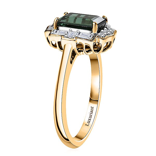 Shop Lc Certified & Appraised AAA Santa Rosa Tourmaline And Luxuriant Lab Grown Diamond G-H SI 1.80 Ctw Ring In 10K Yellow Gold