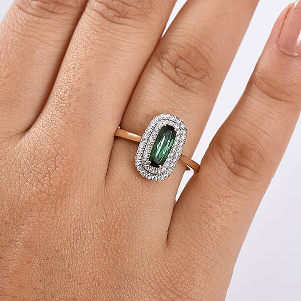 Shop Lc Certified & Appraised AAA Santa Rosa Tourmaline And Luxuriant Lab Grown Diamond G-H SI 1.58 Ctw Ring In 10K Yellow Gold