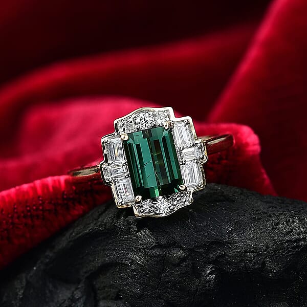 Shop Lc Certified & Appraised AAA Santa Rosa Tourmaline And Luxuriant Lab Grown Diamond G-H SI 1.80 Ctw Ring In 10K Yellow Gold