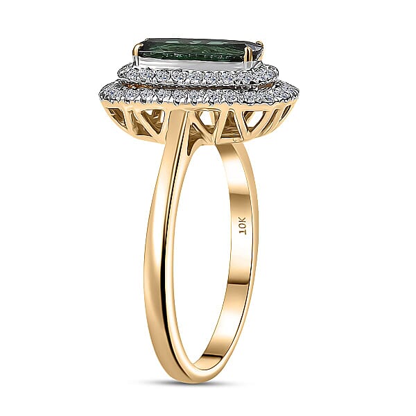 Shop Lc Certified & Appraised AAA Santa Rosa Tourmaline And Luxuriant Lab Grown Diamond G-H SI 1.58 Ctw Ring In 10K Yellow Gold