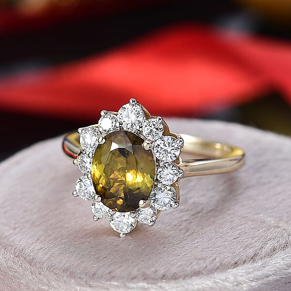 Shop Lc Certified & Appraised AAA Sava Sphene And Luxuriant Lab Grown Diamond G-H SI 2.96 Ctw Ring In 10K Yellow Gold