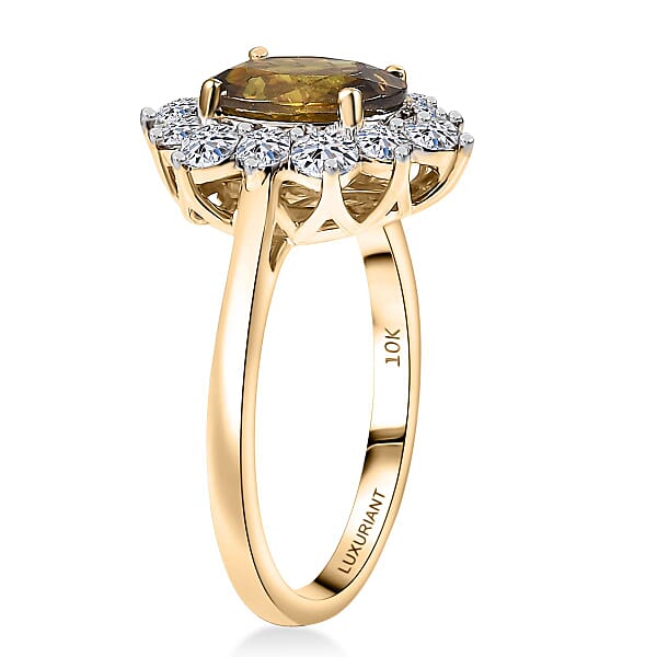 Shop Lc Certified & Appraised AAA Sava Sphene And Luxuriant Lab Grown Diamond G-H SI 2.96 Ctw Ring In 10K Yellow Gold