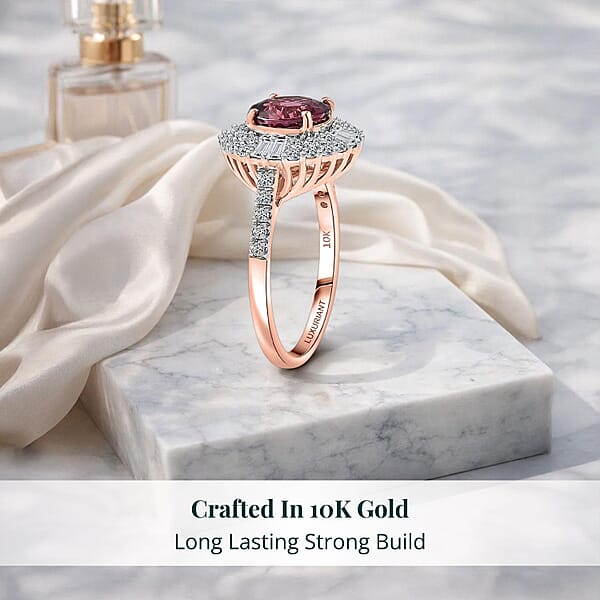 Shop Lc Certified & Appraised AAA Tanzanian Raspberry Garnet And Luxuriant Diamond G-H SI 3.50 Ctw Ring In 10K Rose Gold (Size 10.0)