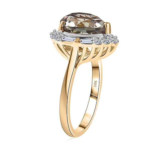 Shop Lc Certified & Appraised AAA Turkizite And Luxuriant Diamond G-H SI 5.66 Ctw Heart Halo Ring In 10K Yellow Gold