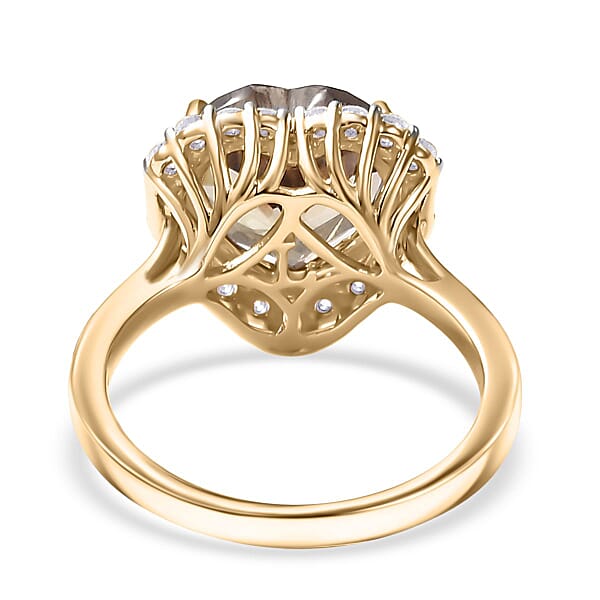 Shop Lc Certified & Appraised AAA Turkizite And Luxuriant Diamond G-H SI 5.66 Ctw Heart Halo Ring In 10K Yellow Gold