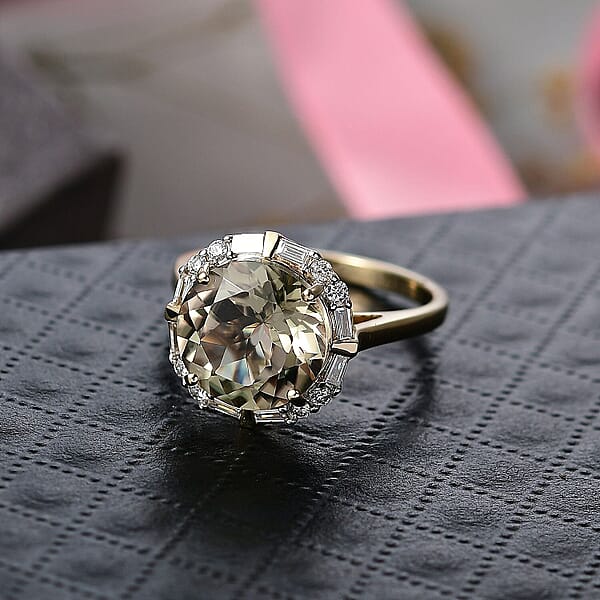 Shop Lc Certified & Appraised AAA Turkizite And Luxuriant Diamond G-H SI 5.57 Ctw Ring In 10K Yellow Gold