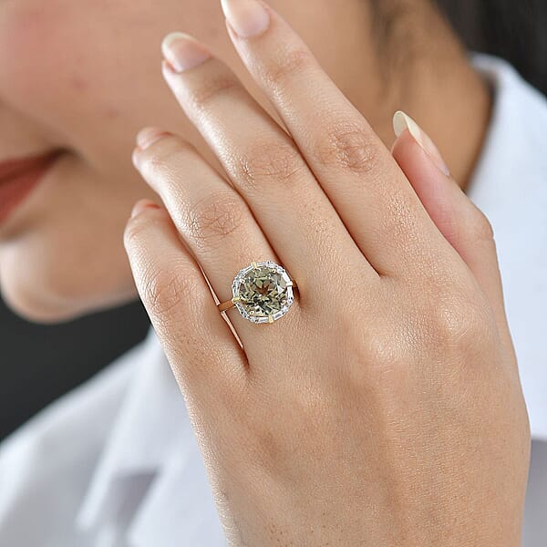 Shop Lc Certified & Appraised AAA Turkizite And Luxuriant Diamond G-H SI 5.57 Ctw Ring In 10K Yellow Gold