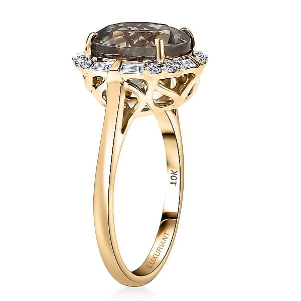 Shop Lc Certified & Appraised AAA Turkizite And Luxuriant Diamond G-H SI 5.57 Ctw Ring In 10K Yellow Gold