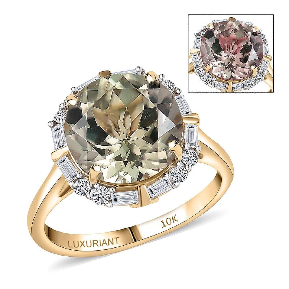 shop lc Certified & Appraised AAA Turkizite and Luxuriant Diamond G-H SI 5.57 ctw Ring in 10K Yellow Gold