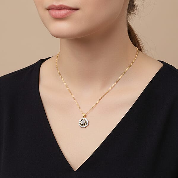 Shop Lc Certified & Appraised AAA Turkizite And Luxuriant Lab Grown Diamond G-H SI 4.50 Ctw Pendant Necklace 20 Inches In 10K Yellow Gold