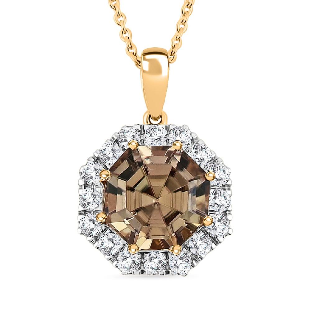shop lc Certified & Appraised AAA Turkizite and Luxuriant Lab Grown Diamond G-H SI 4.50 ctw Pendant Necklace 20 Inches in 10K Yellow Gold