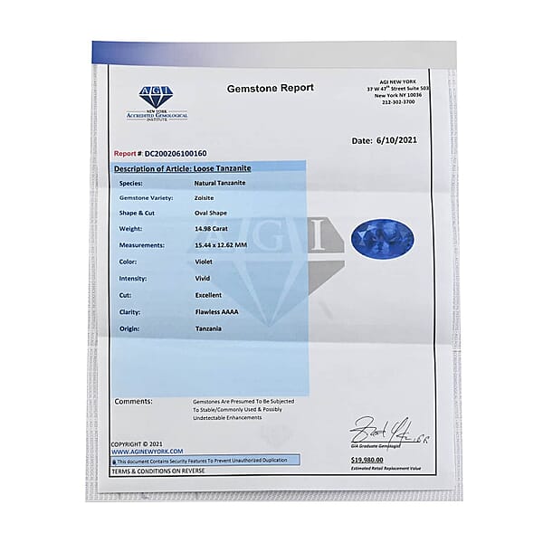 Shop Lc Certified & Appraised AAAA Tanzanite (Ovl Free Size) 14.00 Ctw