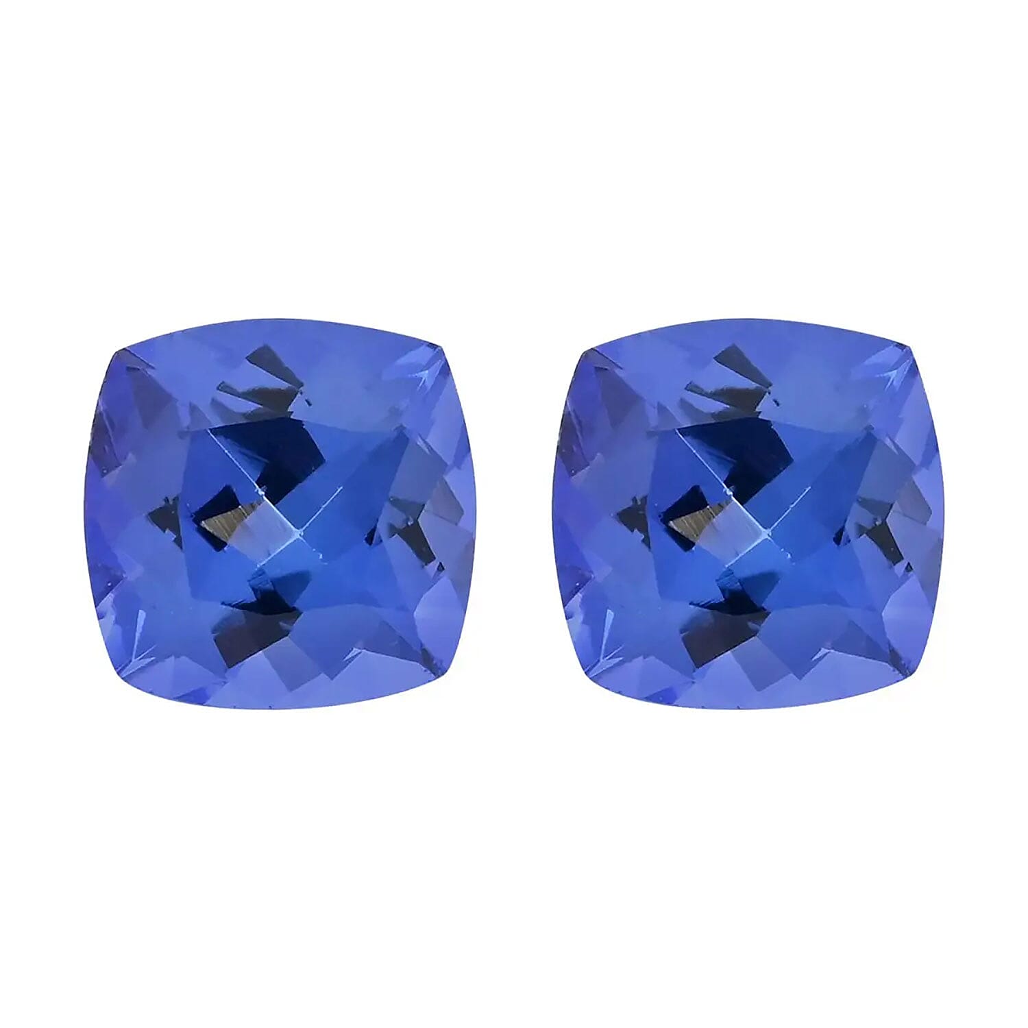 shop lc Certified & Appraised AAAA Tanzanite Set of 2 Cushion Shaped Loose Tanzanite 2.00 ctw Set For Earrings Ring Necklace Making Loose Gemstone Set For Jewelry (Cush 6 mm)