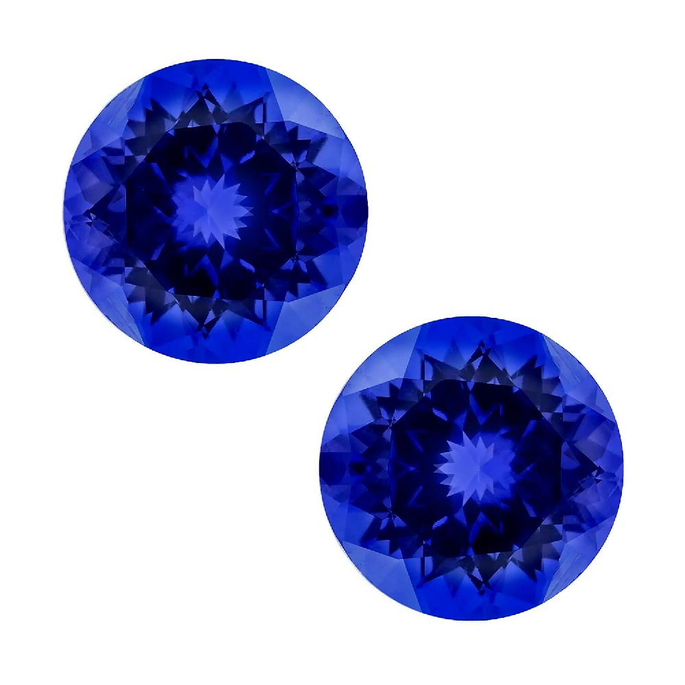 shop lc Certified & Appraised AAAA Tanzanite Set of 2 (Rnd 6.5 mm) 2.00 ctw