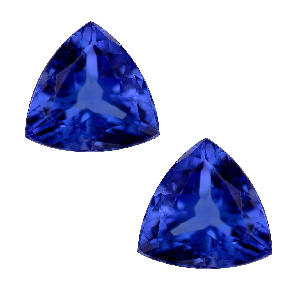 shop lc Certified & Appraised AAAA Tanzanite Set of 2 (Trl 7 mm) 2.00 ctw