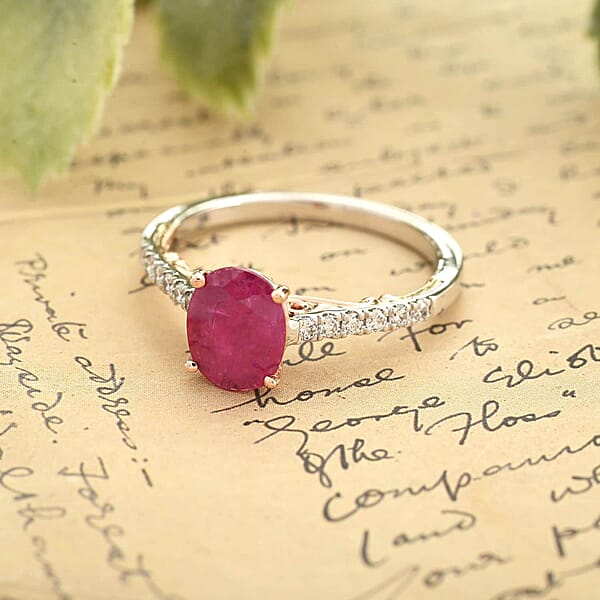 Shop Lc Certified & Appraised Iliana 18K Rose And White Gold AAA Montepuez Ruby And SI Diamond Ring 4.15 Grams 2.35 Ctw