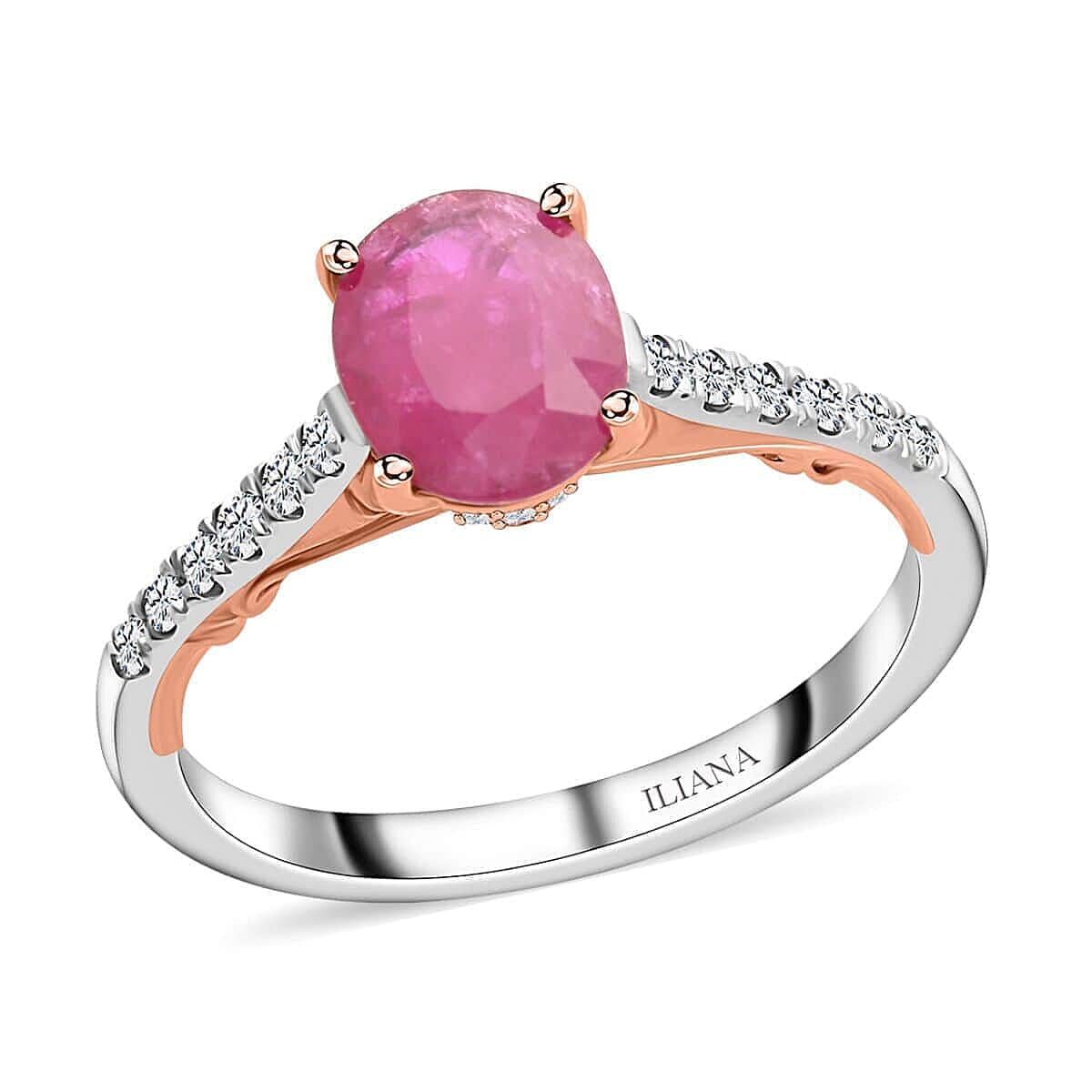 shop lc Certified & Appraised Iliana 18K Rose and White Gold AAA Montepuez Ruby and SI Diamond Ring 4.15 Grams 2.35 ctw