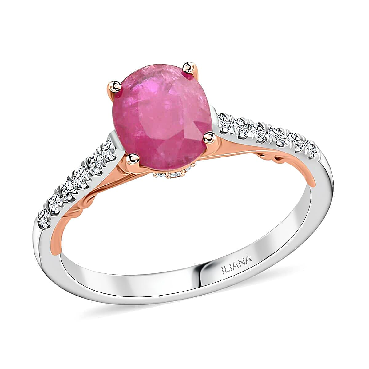 shop lc Certified & Appraised Iliana 18K Rose and White Gold AAA Montepuez Ruby and SI Diamond Ring 4.15 Grams 2.35 ctw