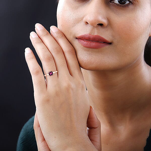 Shop Lc Certified & Appraised Iliana 18K Rose Gold AAA Asscher Cut Ouro Fino Rubellite And G-H I2 Diamond Ring 1.40 Ctw