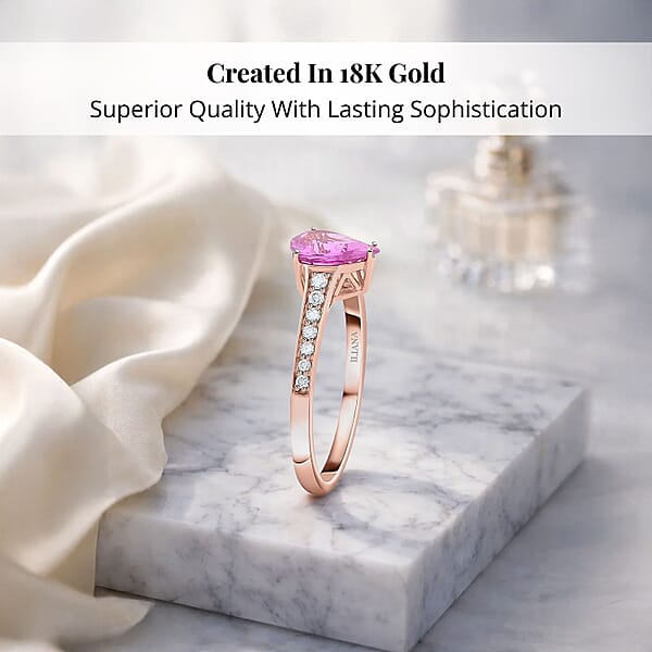Shop Lc Certified & Appraised Iliana 18K Rose Gold AAA Madagascar Pink Sapphire And SI Diamond Ring 1.30 Ctw