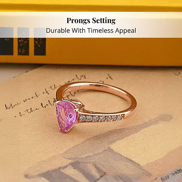 Shop Lc Certified & Appraised Iliana 18K Rose Gold AAA Madagascar Pink Sapphire And SI Diamond Ring 1.30 Ctw
