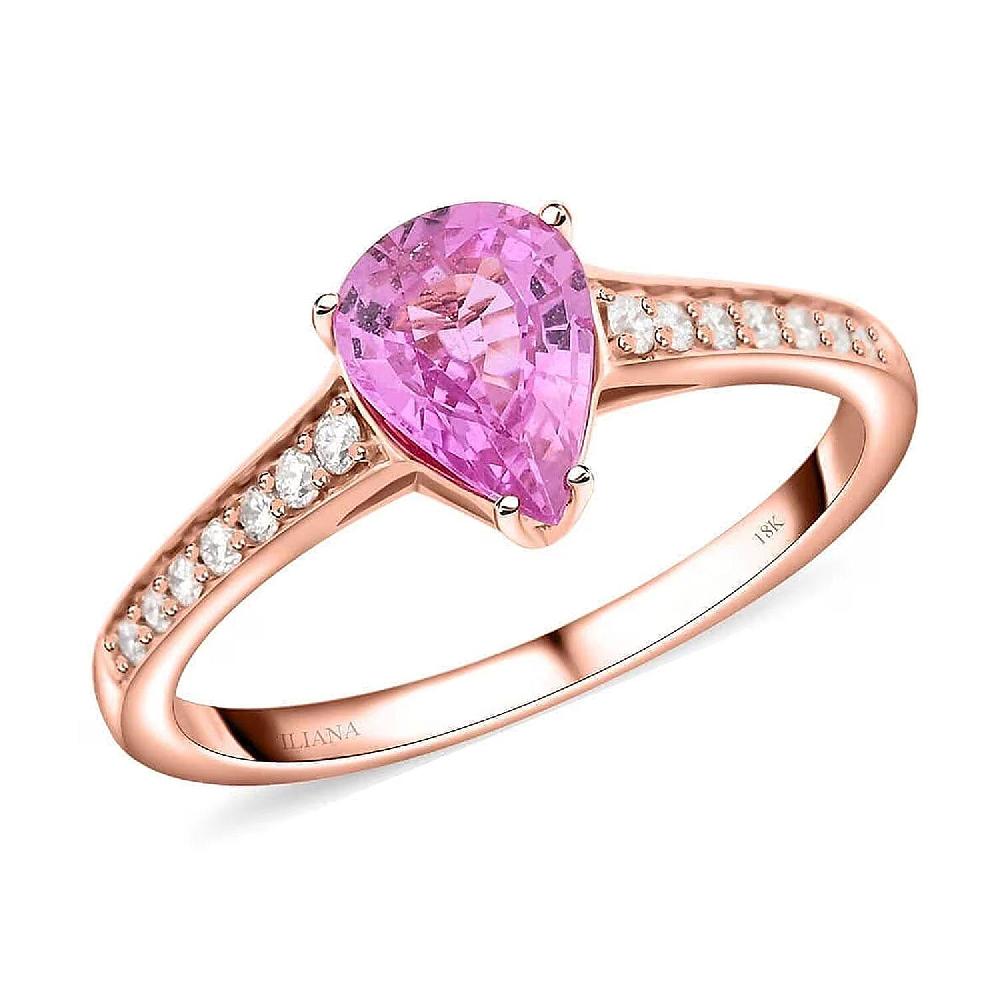 shop lc Certified & Appraised Iliana 18K Rose Gold AAA Madagascar Pink Sapphire and SI Diamond Ring 1.30 ctw