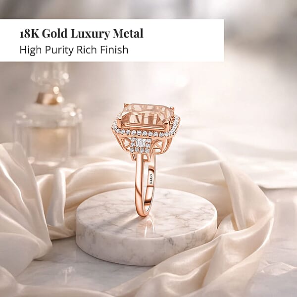 Shop Lc Certified & Appraised Iliana 18K Rose Gold AAA Marropino Morganite And E-F VS Diamond Ring 5.95 Ctw