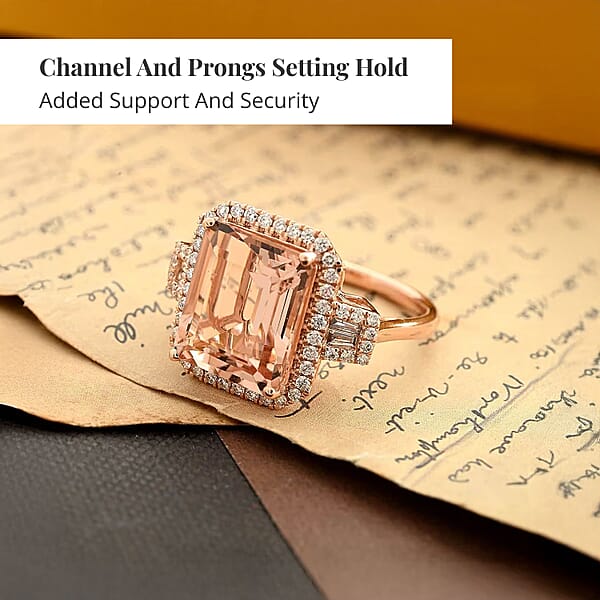 Shop Lc Certified & Appraised Iliana 18K Rose Gold AAA Marropino Morganite And E-F VS Diamond Ring 5.95 Ctw