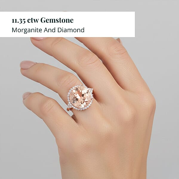 Shop Lc Certified & Appraised Iliana 18K Rose Gold AAA Marropino Morganite Diamond (SI) (0.46 Cts) Ring (6.30 G) 11.35 Ctw
