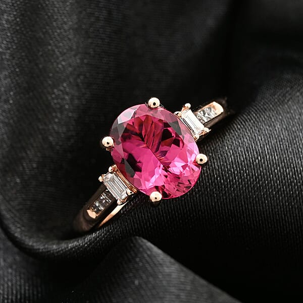 Shop Lc Certified & Appraised Iliana 18K Rose Gold AAA Ouro Fino Rubellite And G-H I2 Diamond Ring 2.25 Ctw